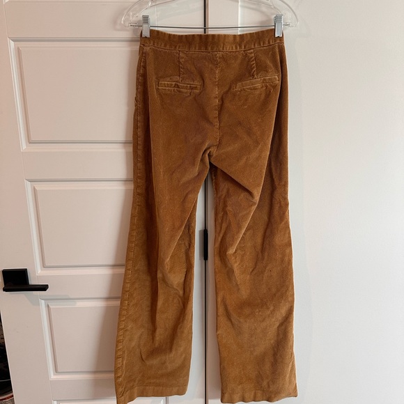 Aritzia Babaton high waisted tan corduroy flare wide leg autumn essential size 2 - Picture 2 of 4